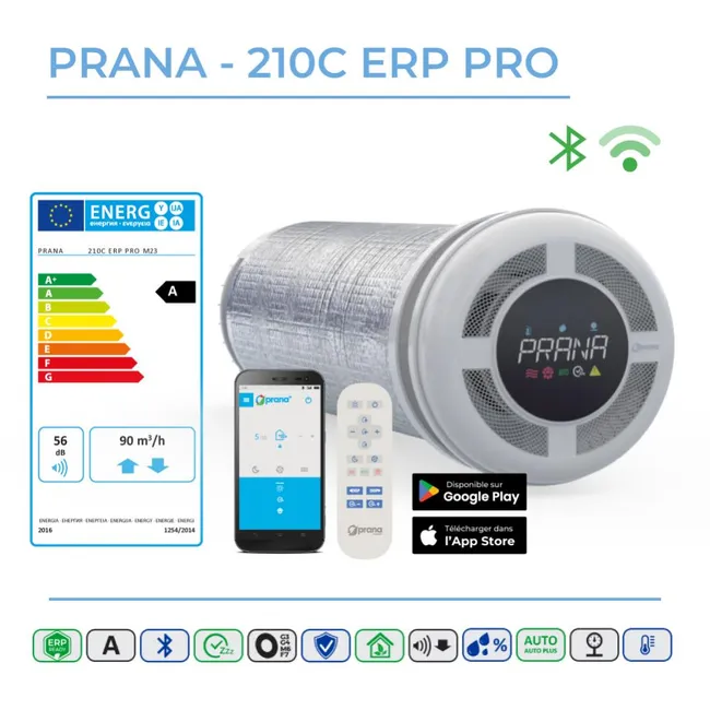 Certifications VMC Double-Flux Décentralisée PRANA 210C ERP PRO